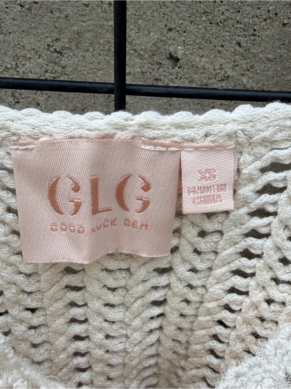 Good Luck Gem Cream Crochet Tank Top with Blush Label - Picture 2 of 3
